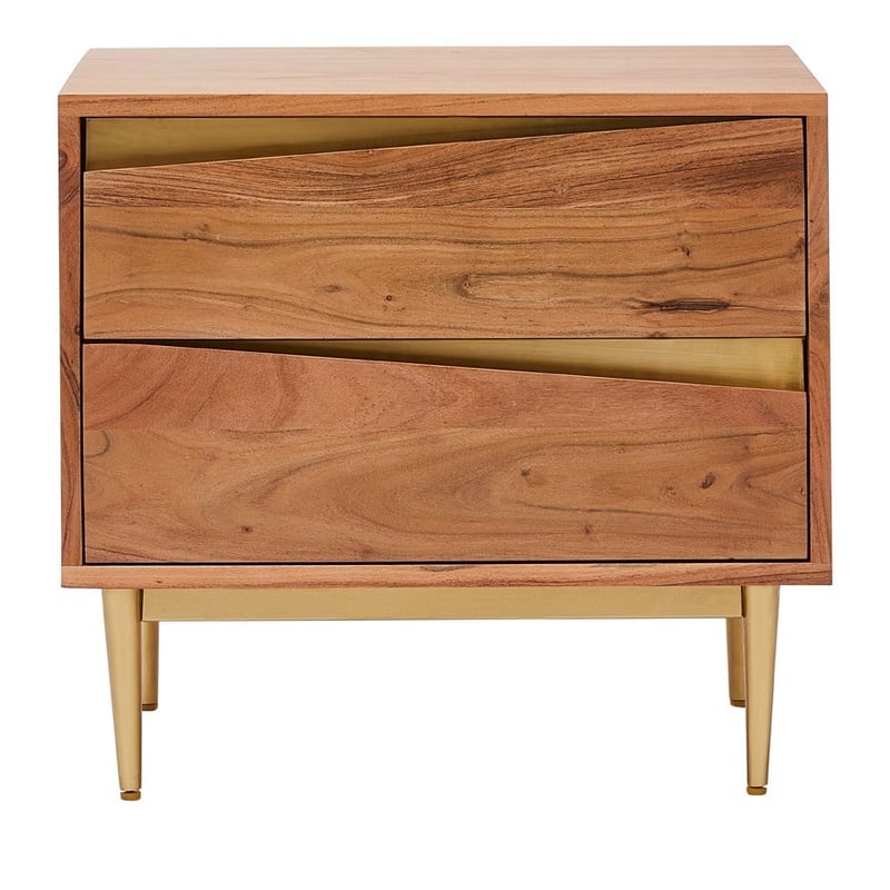 Hugo Chestnut & Gold 2 Drawer Bedside Table