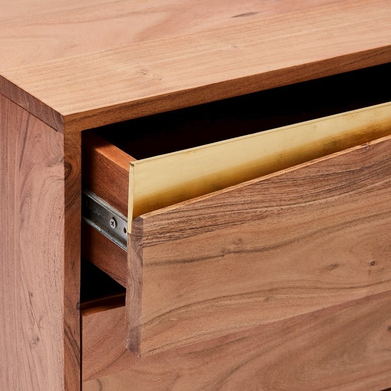 Hugo Chestnut & Gold 2 Drawer Bedside Table