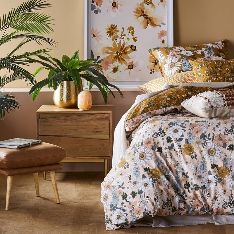 Hugo Chestnut & Gold 2 Drawer Bedside Table