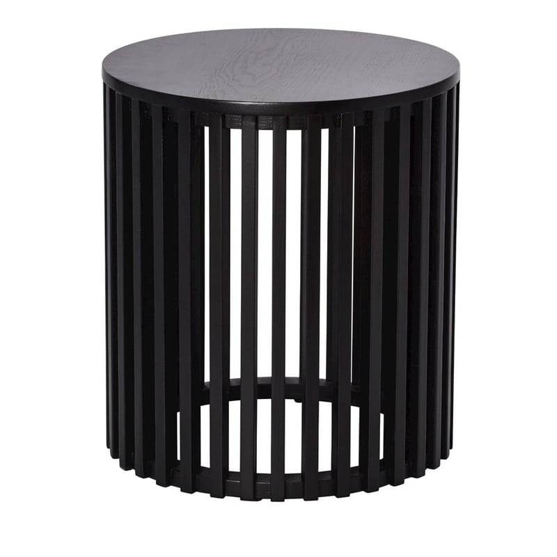 Slat Black Round Bedside Table