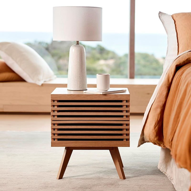 Mark Tuckey Slat Oak 2 Drawer Bedside Table