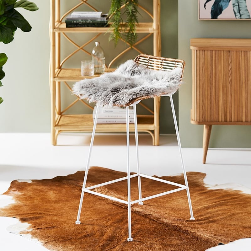 Cebu Rattan Counter Stool Natural & White 