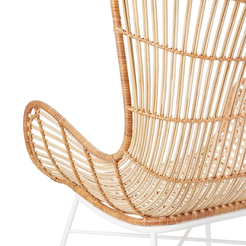 Cebu Rattan Winged Chair Natural & White 