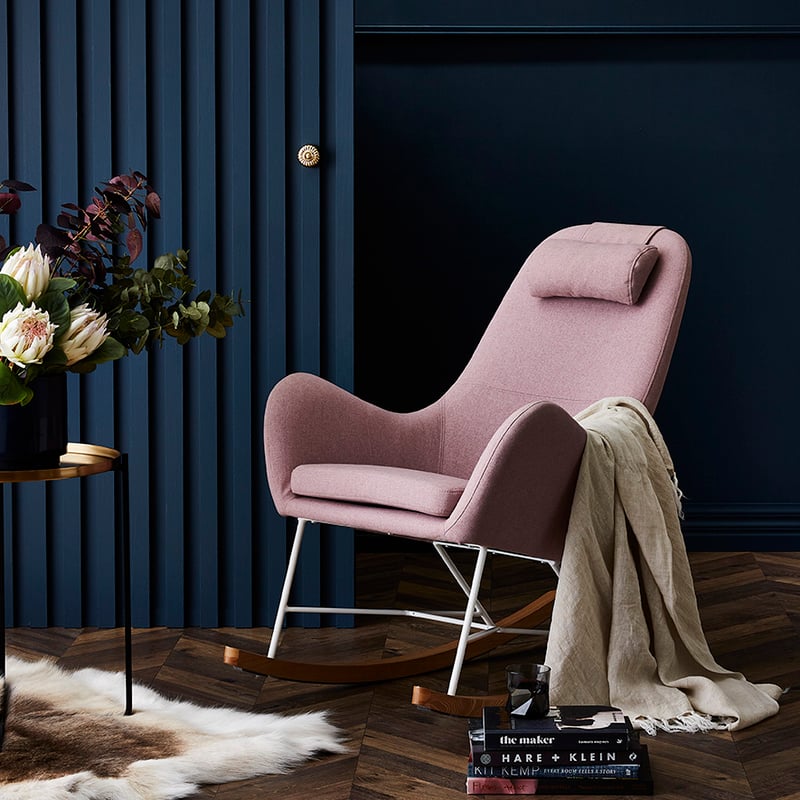 Iggy Rocking Chair Blush & White 