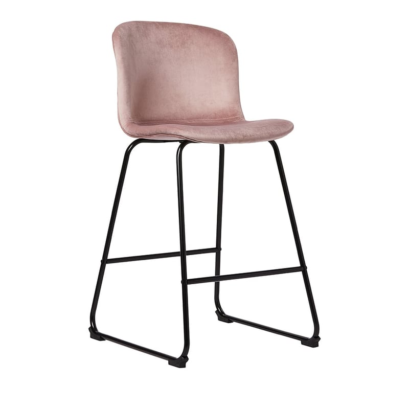 Orlando Rose Pink Velvet Counter Stool