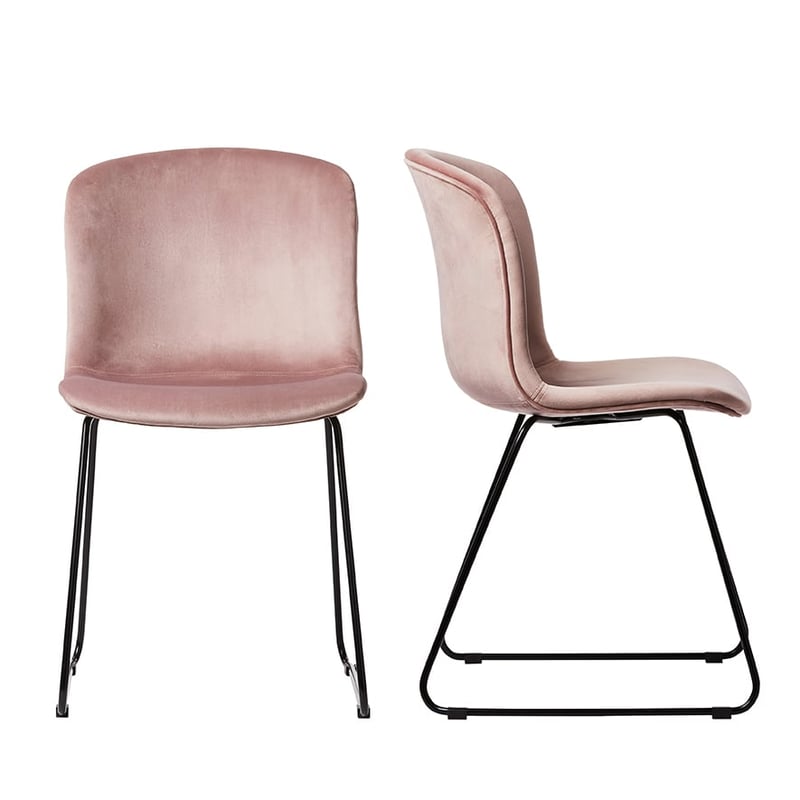 Orlando Rose Pink Velvet Set of 2 Dining Chairs