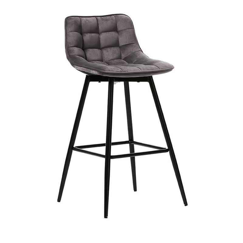 Montreal Grey Velvet Counter Stool