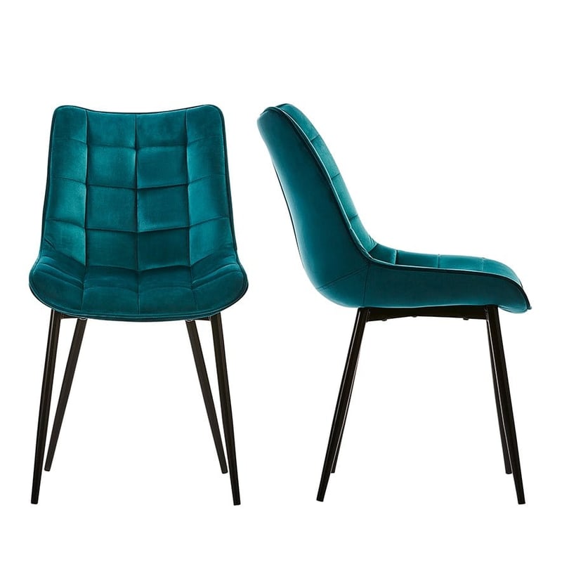 Montreal Dining Chairs Set of 2 in Teal Velvet