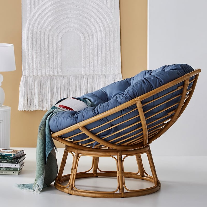 Cayman Honey and Dusty Blue Rattan Papasan 