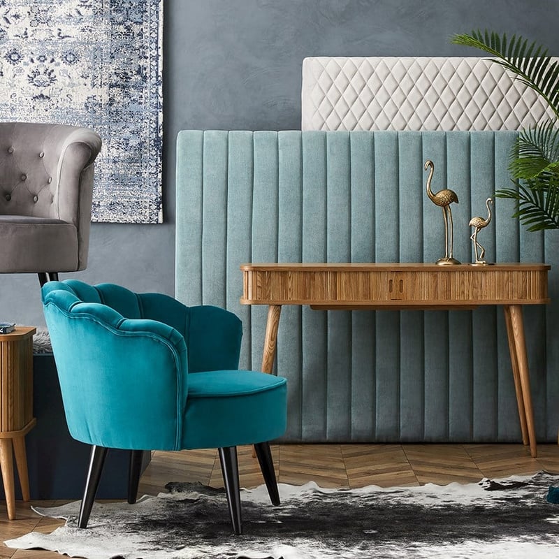 Ariel Teal Velvet Chair