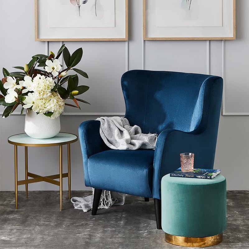Canning Navy Velvet Occasional Chair
