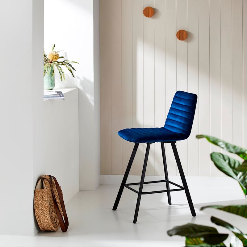 Quinn Indigo Velvet Counter Stool
