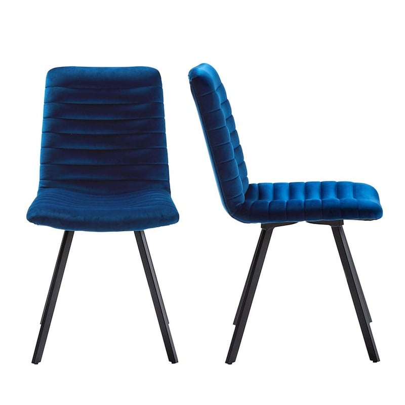 Quinn Dining Chairs Set of 2 in Indigo Velvet
