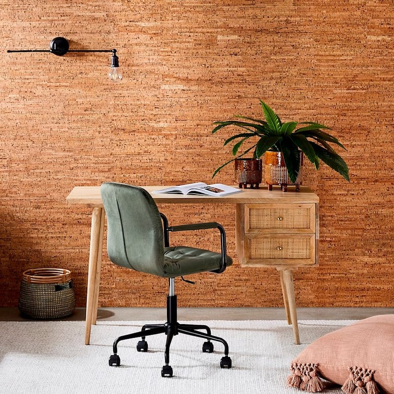 Colmar Olive Velvet & Black Desk Chair