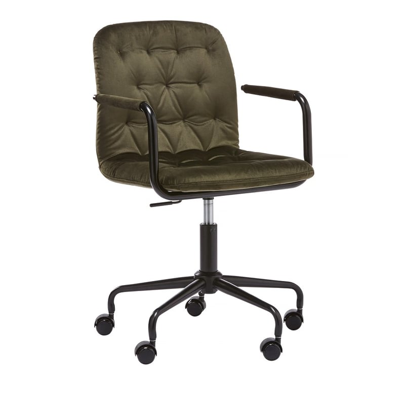 Colmar Olive Velvet & Black Desk Chair