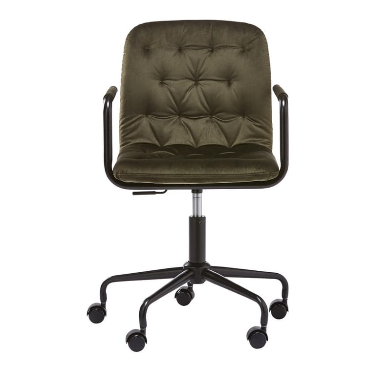 Colmar Olive Velvet & Black Desk Chair