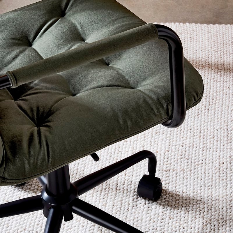 Colmar Olive Velvet & Black Desk Chair
