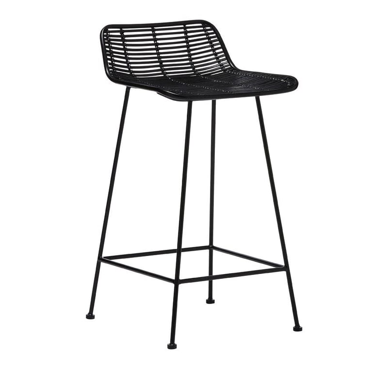 Cebu Rattan Matte Black Counter Stool