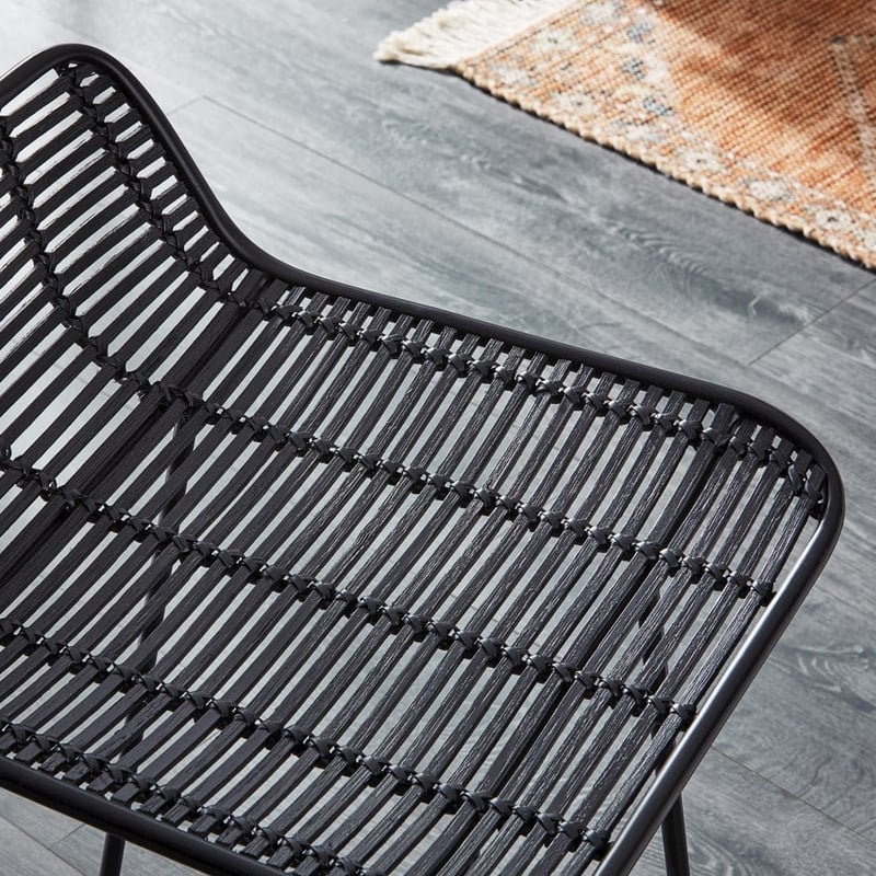 Cebu Rattan Matte Black Counter Stool