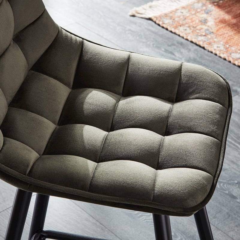Montreal Olive Velvet Counter Stool