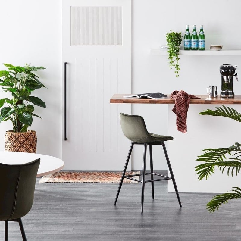 Montreal Olive Velvet Counter Stool