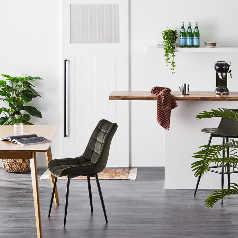 Montreal Dining Chairs Set of 2 Olive Velvet