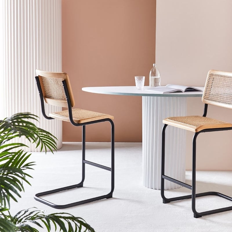 Somers Natural Rattan & Black Counter Stool