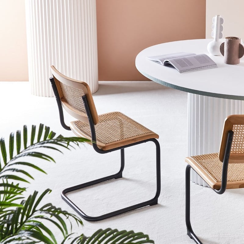 Somers Natural Rattan & Black Dining Chair Set of 2