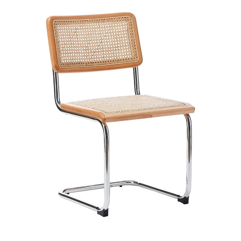 Somers Natural Rattan & Chrome Dining Chair Set of 2