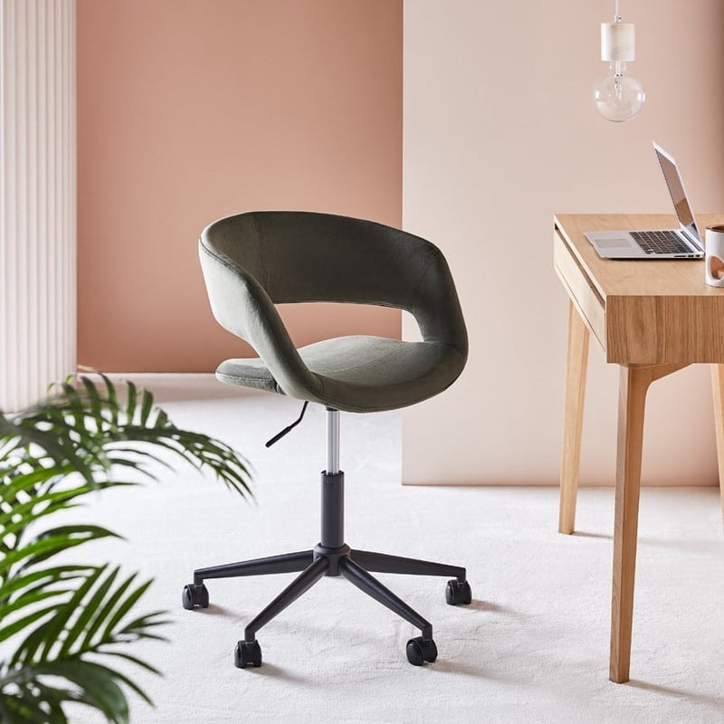 San Diego Olive Velvet & Black Desk Chair