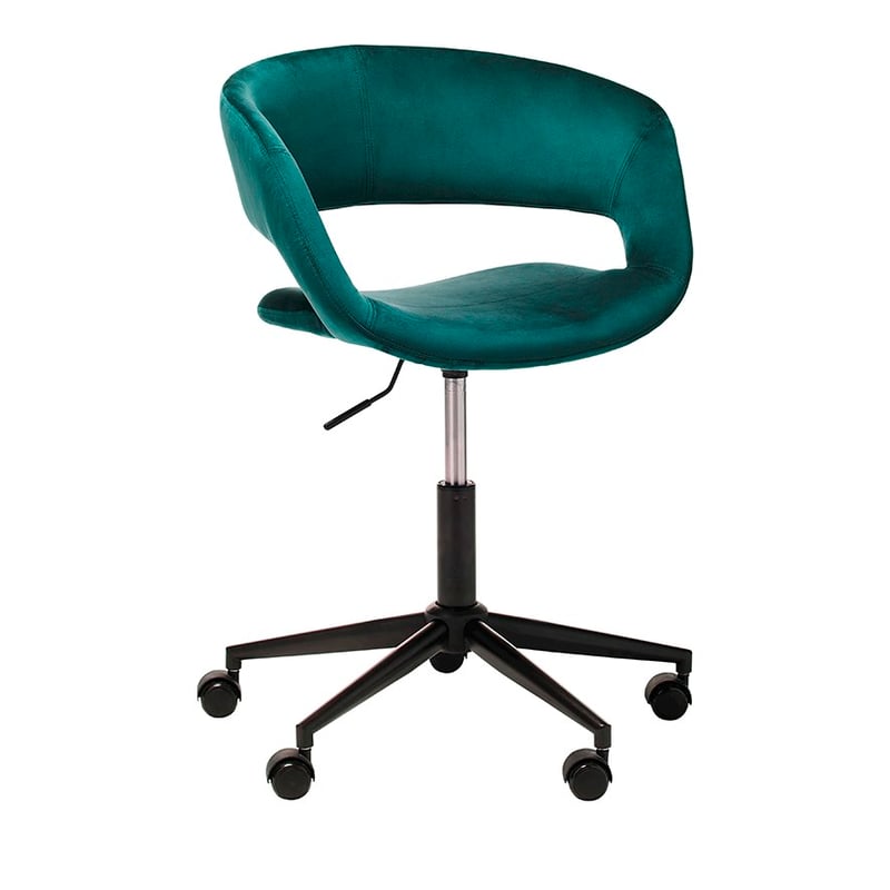 San Diego Teal Velvet & Black Desk Chair