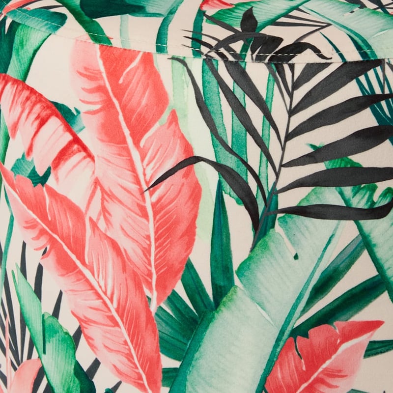 Oakland Small Ottoman Pink Palms Velvet