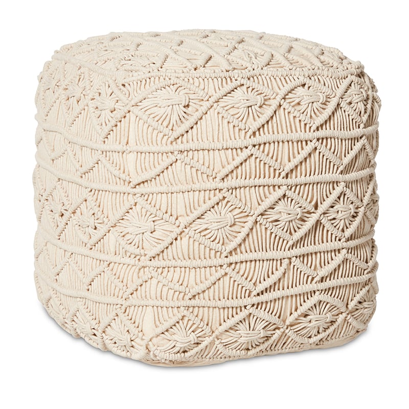 New Haven Macrame Pouf in Natural 