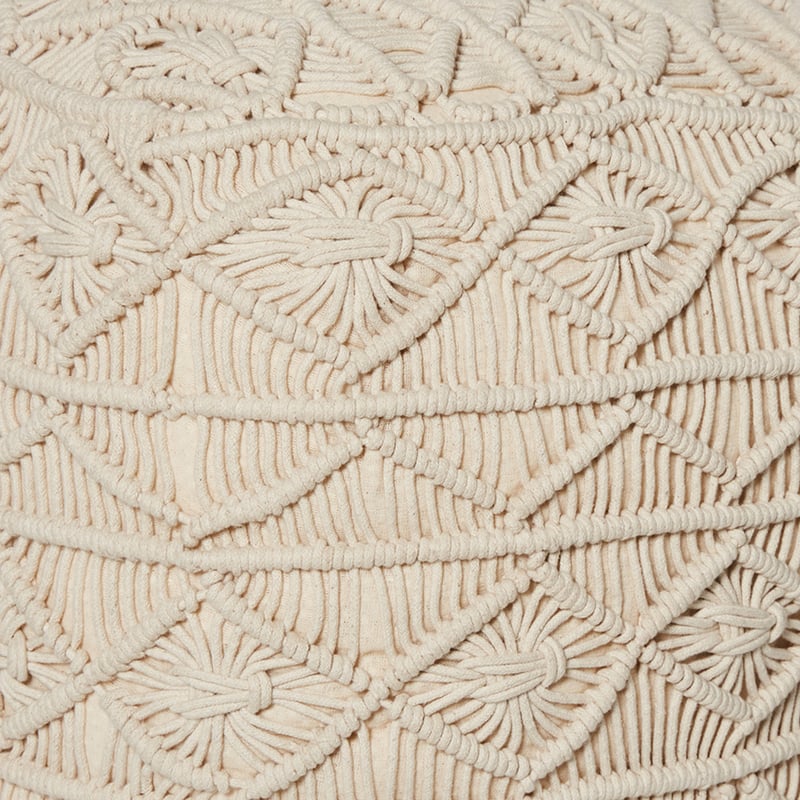 New Haven Macrame Pouf in Natural 