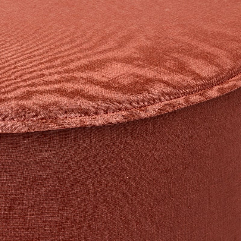 Napier Round Rust Belgian Linen Ottoman 