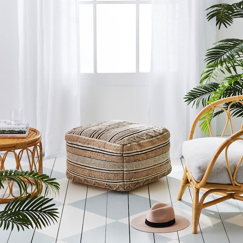 Mona Natural & Black Stripe Pouf