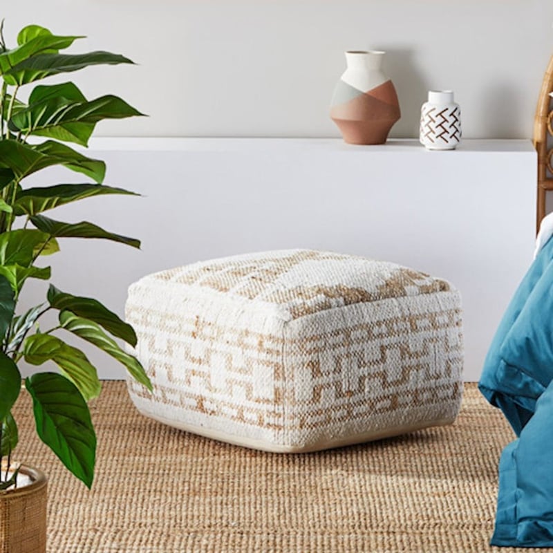 Long Island Natural & White Pouf