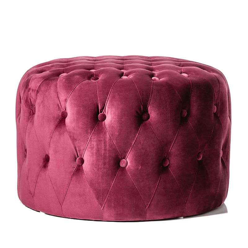 Knightsbridge Velvet Ottoman Burgundy