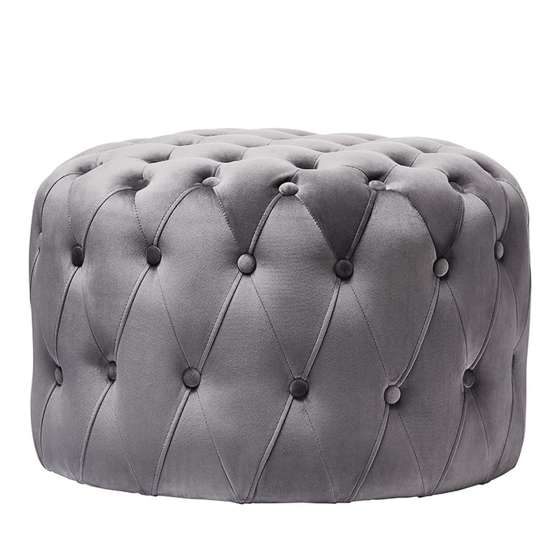 Knightsbridge Velvet Ottoman Grey