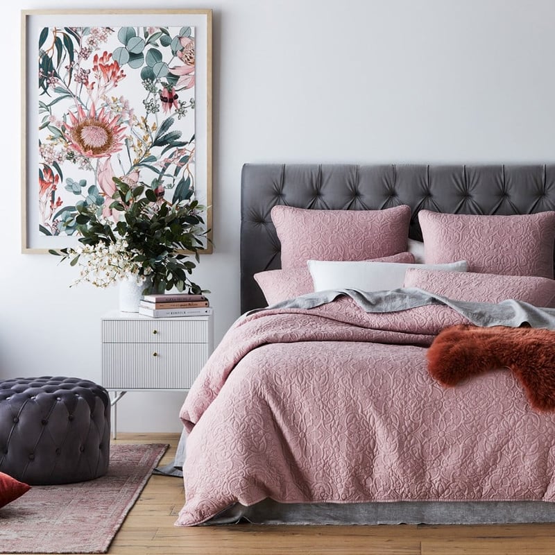 Knightsbridge Velvet Ottoman Grey