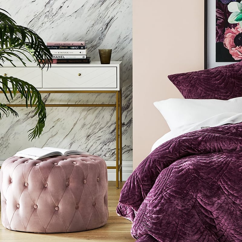 Knightsbridge Velvet Ottoman Rose Pink Small