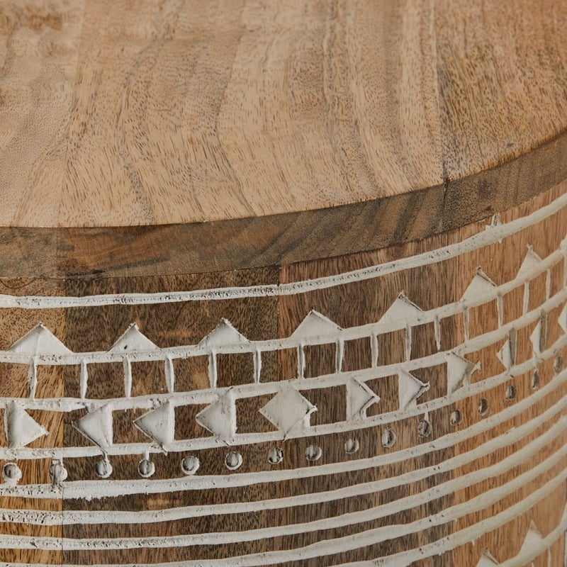 Amira Aztec White & Natural Side Table