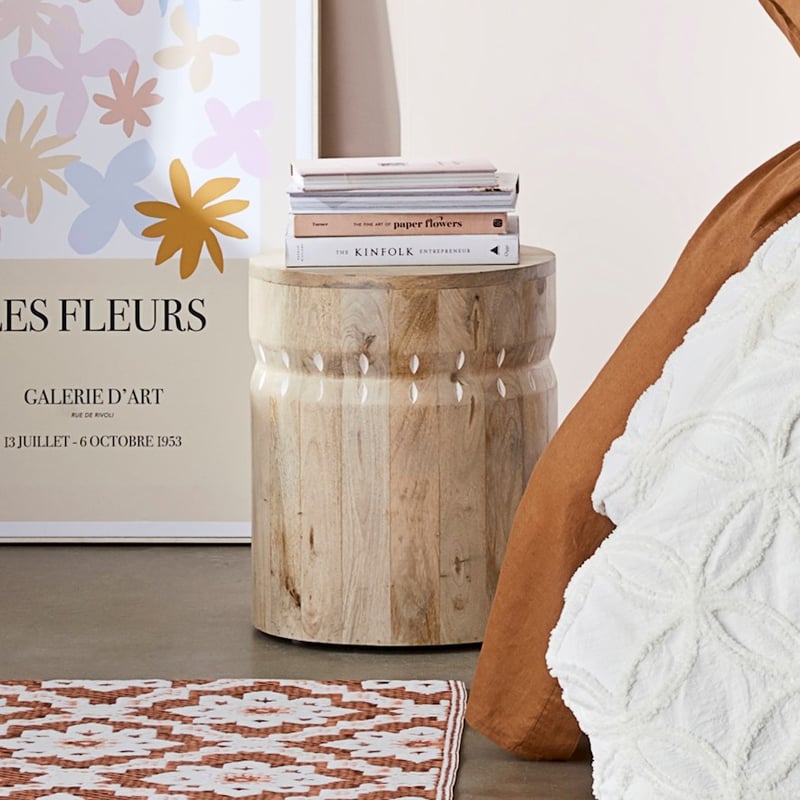 Amira White & Natural Sienna Side Table