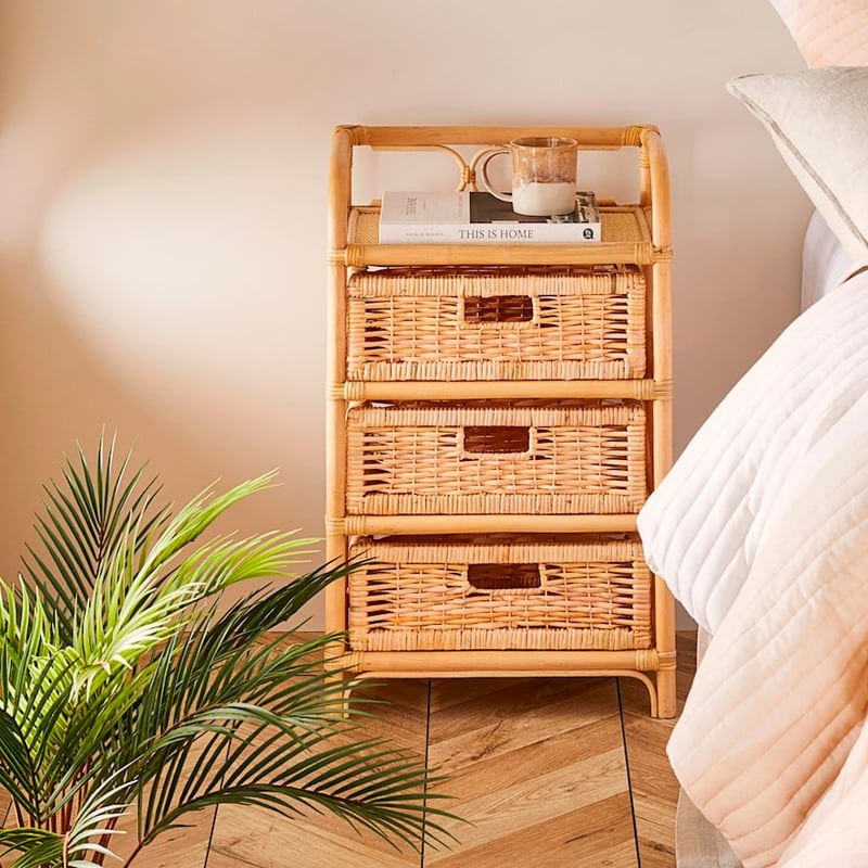 Bahama Honey Rattan 3 Drawer Side Table