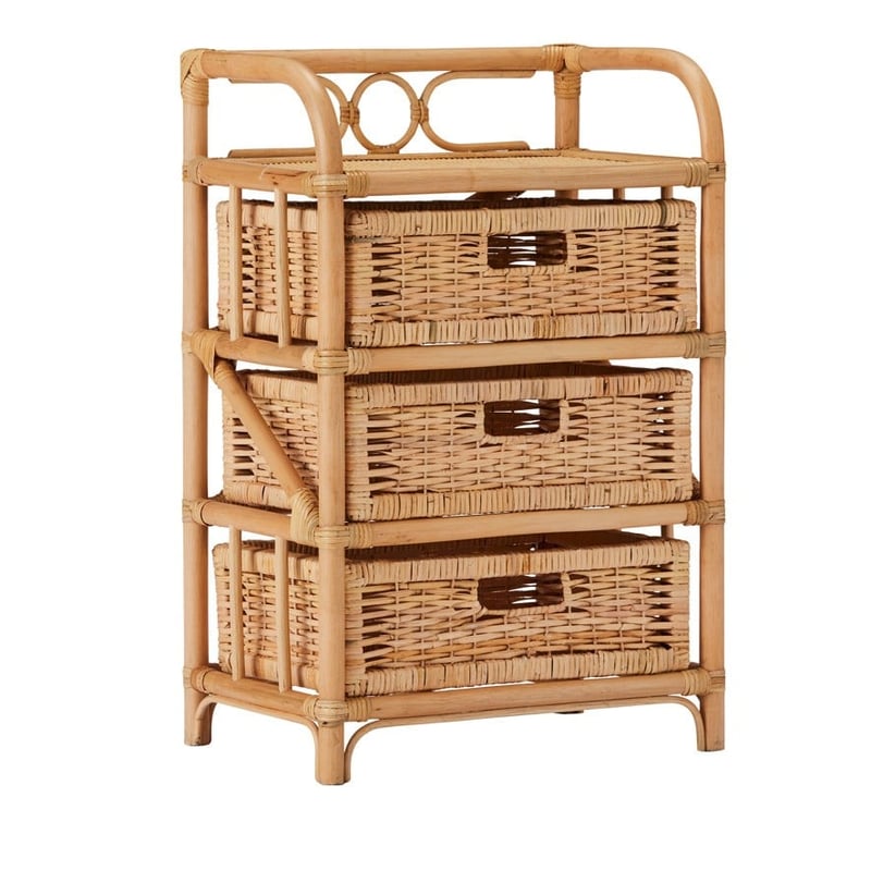 Bahama Honey Rattan 3 Drawer Side Table