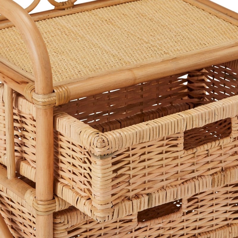 Bahama Honey Rattan 3 Drawer Side Table