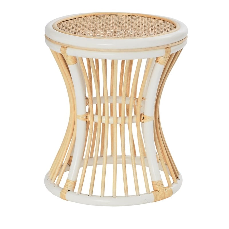 Georgia White & Natural Rattan Round Side Table