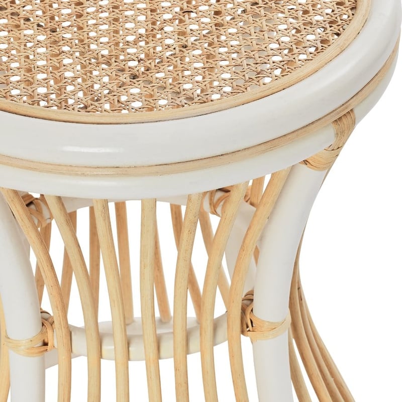 Georgia White & Natural Rattan Round Side Table
