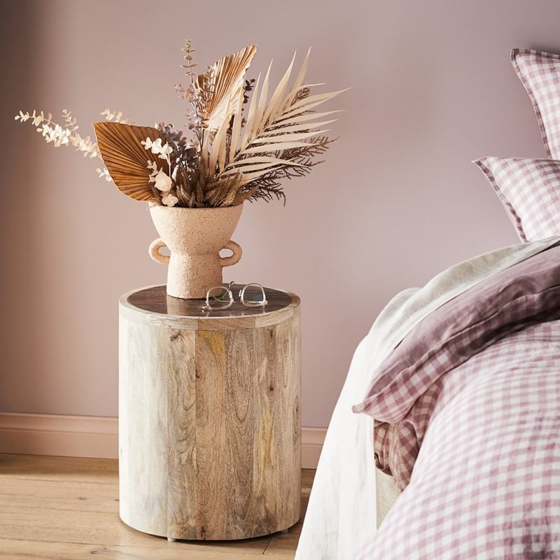 Marino Timber Natural & Clay Marble Side Table