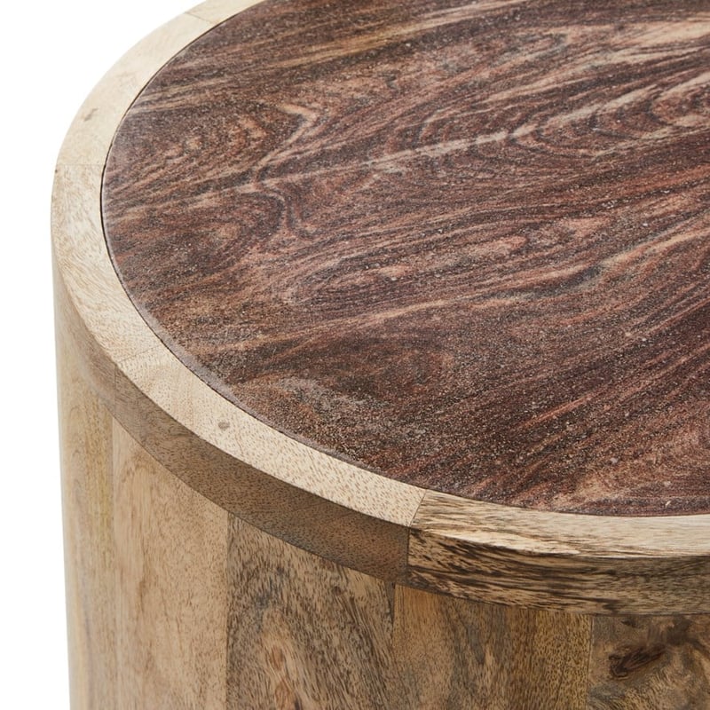 Marino Timber Natural & Clay Marble Side Table